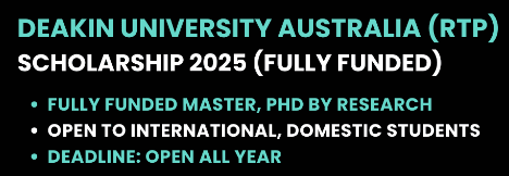 Deakin University Australia RTP Scholarship 2025