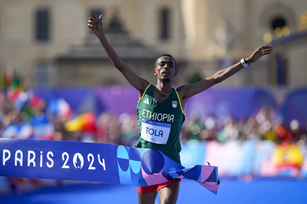 Ethiopian runner Tamirat Tola wins men’s marathon at Paris Olympics to end Kenya dominance